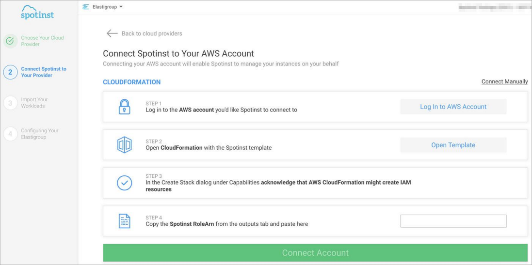 Connecting Spotinst to AWS Account