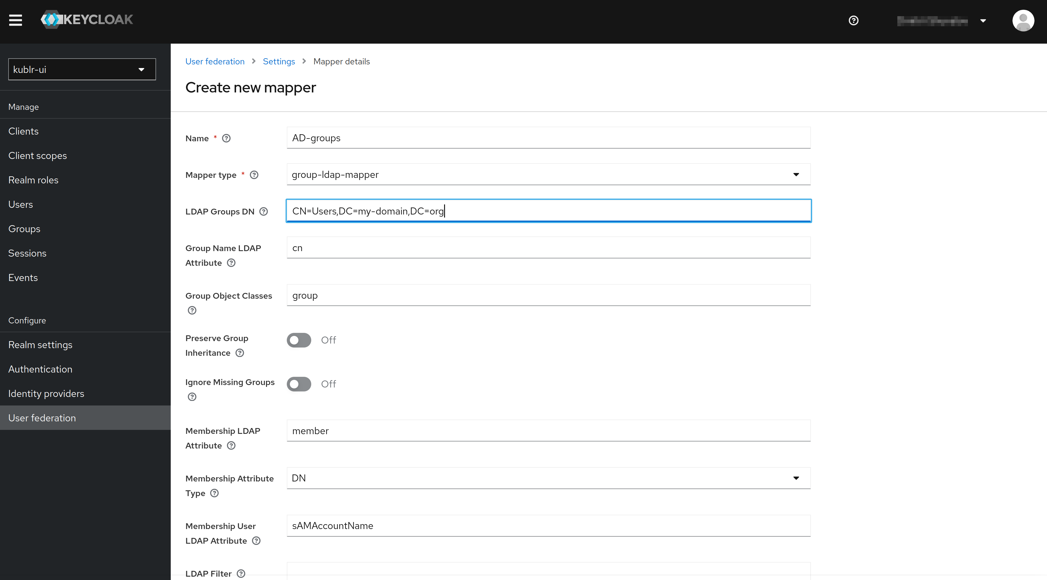 KCP - Keycloak - Configure mapper